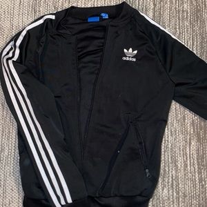 Adidas black and white zip up